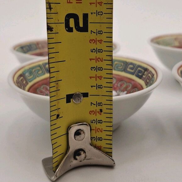 4 VTG Mun Shou Famille Jingdezhen Porcelain Longevity Soy Sauce Dipping Dishes * - Picture 4 of 4